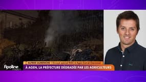 À Agen, la préfecture visée par les agriculteurs 