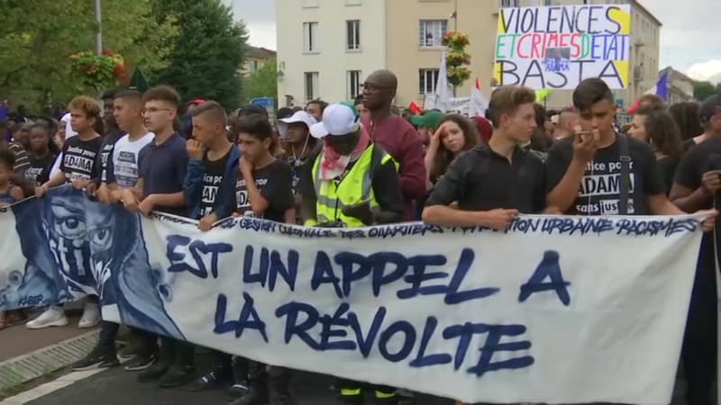 La marche pour Adama Traoré à Beaumont-sur-Oise, le 20 juillet 2019.