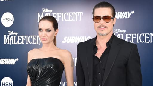 Brad Pitt et Angelina Jolie mercredi soir, avant la première de "Maléfique", le dernier film avec Angelina Jolie.