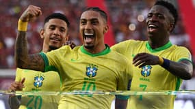 La joie de Raphinha buteur face au Venezuela le 14 novembre 2024