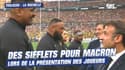 Toulouse - La Rochelle : Le président Macron se fait présenter les joueurs sous les sifflets du public