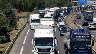 Un embouteillage sur l'autoroute A9 (photo d'illustration).