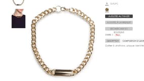 Sur le site de Mango, les mentions des bijoux "esclaves" ont été retirées. Ici, un collier qui était indiqué comme étant de "style esclave".