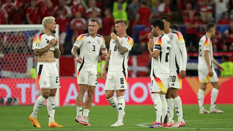 Toni Kroos, Ilkay Gundogan et les joueurs de l'Allemagne lors de leur huitième de finale de l'Euro, 29 juin 2024