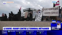 Le Havre: les activistes d'Extinction Rebellion manifestent contre le terminal méthanier