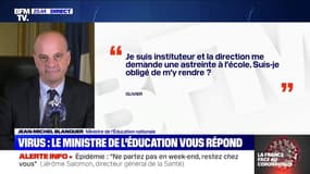 Pour Jean-Michel Blanquer, il y a "volontariat suffisant" chez les instituteurs "pour éviter d'avoir recours à l'astreinte"