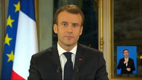 Emmanuel Macron lors de son allocution ce lundi soir.