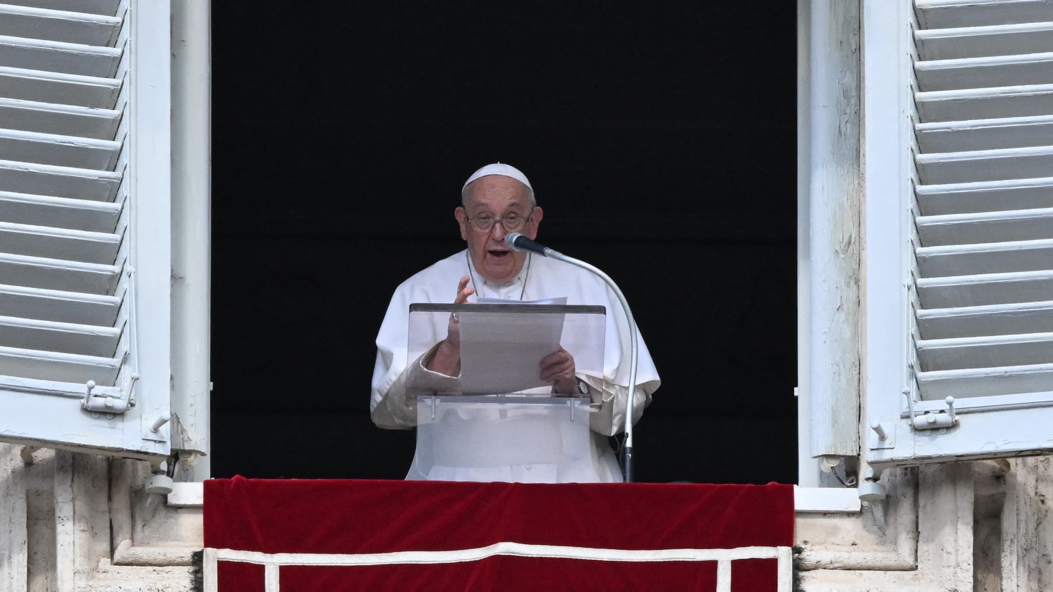Le pape François lors de l'Angelus, au Vatican, le 22 octobre 2023 Le pape François lors de l'Angelus, au Vatican, le 22 octobre 2023