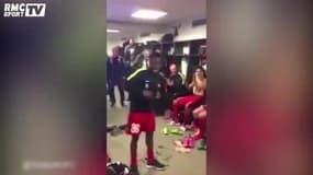 La fête de Midtjylland après avoir battu Manchester United