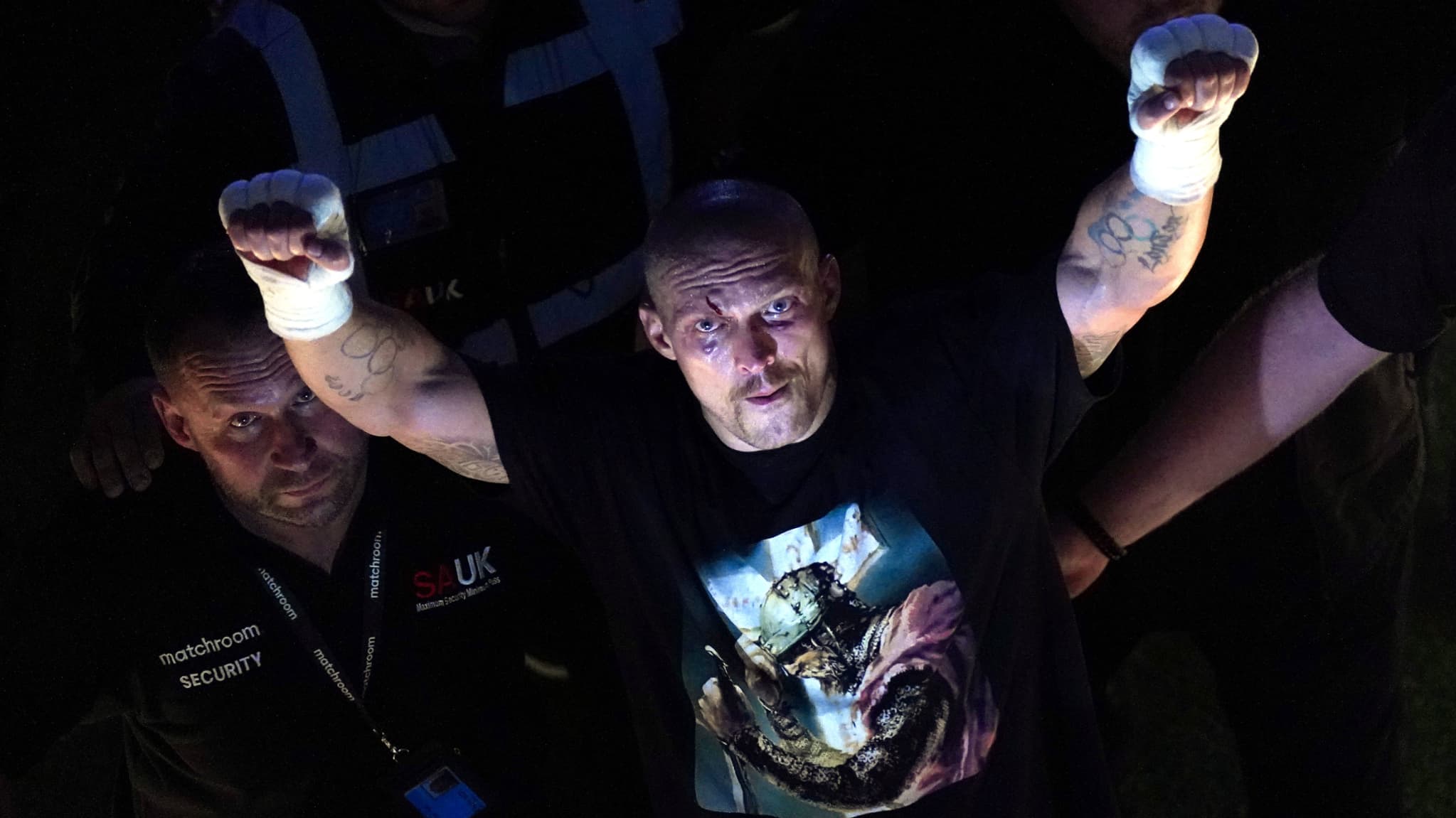 Oleksandr Usyk après sa victoire sur Anthony Joshua en septembre 2021 Oleksandr Usyk après sa victoire sur Anthony Joshua en septembre 2021
