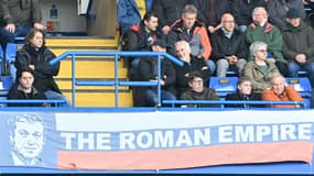 Une banderole a été déployée par les supporters de Chelsea face à Newcastle, le 13 mars 2022.