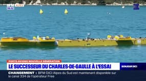 Le successeur du porte-avions Charles-de-Gaulle à l'essai sur le lac de Castillon