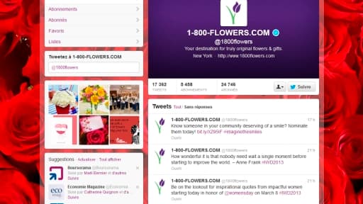 Le compte Twitter de 1800Flowers, le numéro un de la livraison de fleurs aux Etats-Unis, répond aux clients insatisfaits