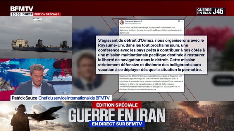 Emmanuel Macron annonce que la France co-organisera une conférence sur le détroit d'Ormuz dans les "prochains jours"