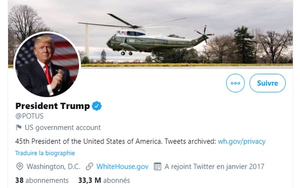 Le compte @Potus, alloué à Donald Trump Le compte @Potus, alloué à Donald Trump