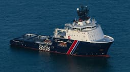 Photo aérienne du remorqueur d'intervention Abeille Normandie le 16 septembre 2023 au large de Boulogne-sur-Mer dans le Nord de la France (illustration).