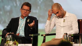 Fabio Capello et Pep Guardiola, à Dubai le 28 décembre 2013