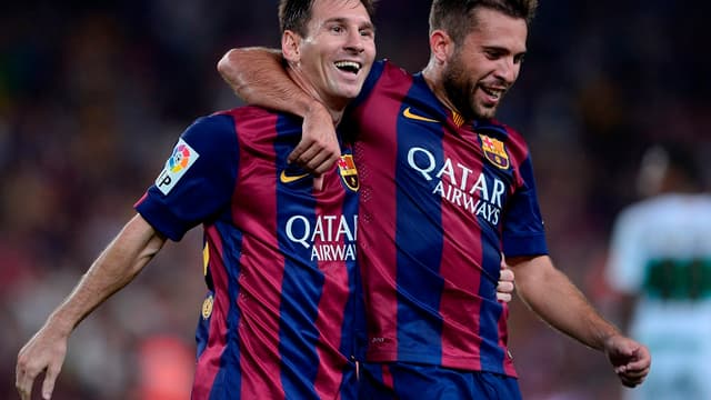 Jordi Alba avec Lionel Messi