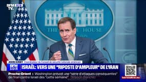 John Kirby (coordinateur du Conseil de sécurité nationale américain) évoque une "série d'attaques importantes" de l'Iran qui "pourraient avoir lieu cette semaine" contre Israël