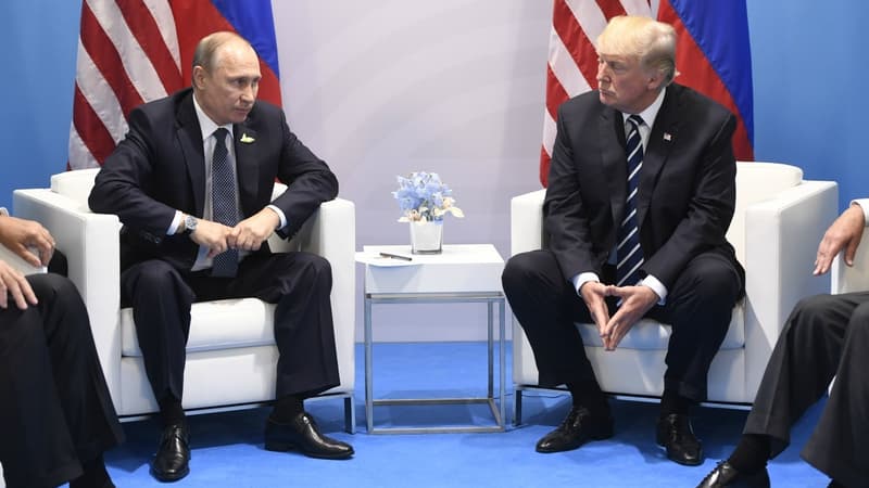 Vladimir Poutine et Donald Trump lors du G20 à Hambourg en juillet 2017;