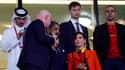 Hadja Lahbib avec Gianni Infantino lors du match Belgique-Canada le 23 novembre 2022