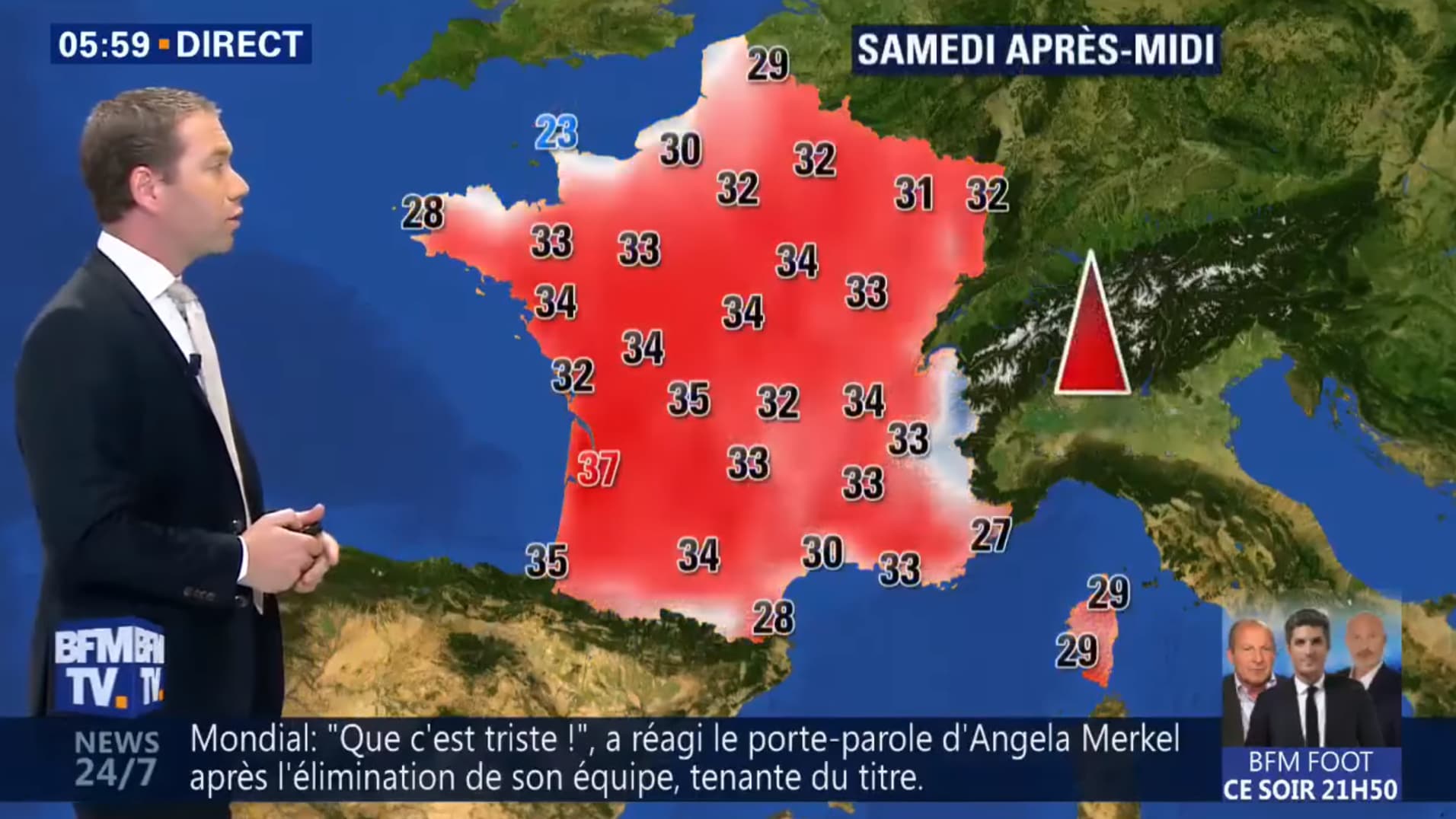 Températures du samedi 30 juin 2018 Températures du samedi 30 juin 2018