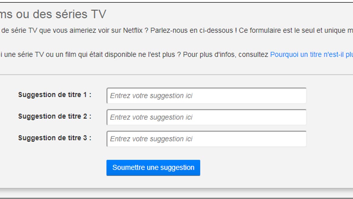 Le formulaire Netflix est facilement accessible sur la plateforme. Le formulaire Netflix est facilement accessible sur la plateforme.