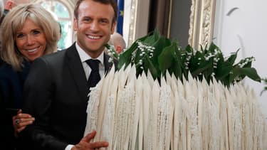 Emmanuel et Brigitte Macron lors du 1er mai 2019, au palais de l'Elysée.