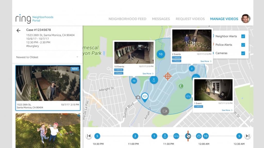 Capture d'écran de la plateforme créée par Ring pour les forces de l'ordre