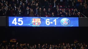 Le Camp Nou lors de la "remontada" du Barça contre le PSG, à Barcelone le 8 mars 2017