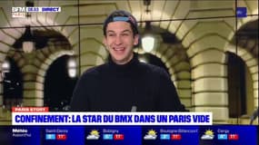 Confinement: la star du BMX Matthias Dandois dans un Paris vide