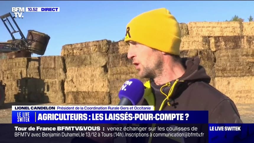 "On n'en peut plus de nos politiques qui n'en n'ont rien à faire des  agriculteurs", déplore Lionel Candelon, président de la Coordination Rurale  Gers et Occitanie