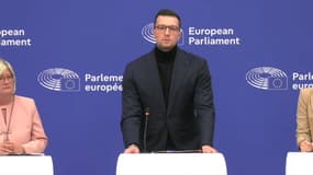 Capture d'écran BFMTV. Jordan Bardella au Parlement européen de Strasbourg (France), le 21 octobre 2025. (Photo d'illustration)