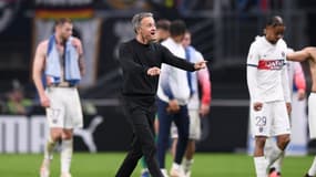 Luis Enrique célèbre la victoire du PSG à Rennes (1-3, 8e journée de Ligue 1), le 8 octobre 2023
