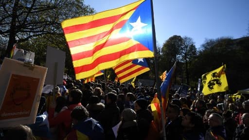 Des manifestants catalans à Bruxelles le 12 novembre 2017 (image d'illustration)