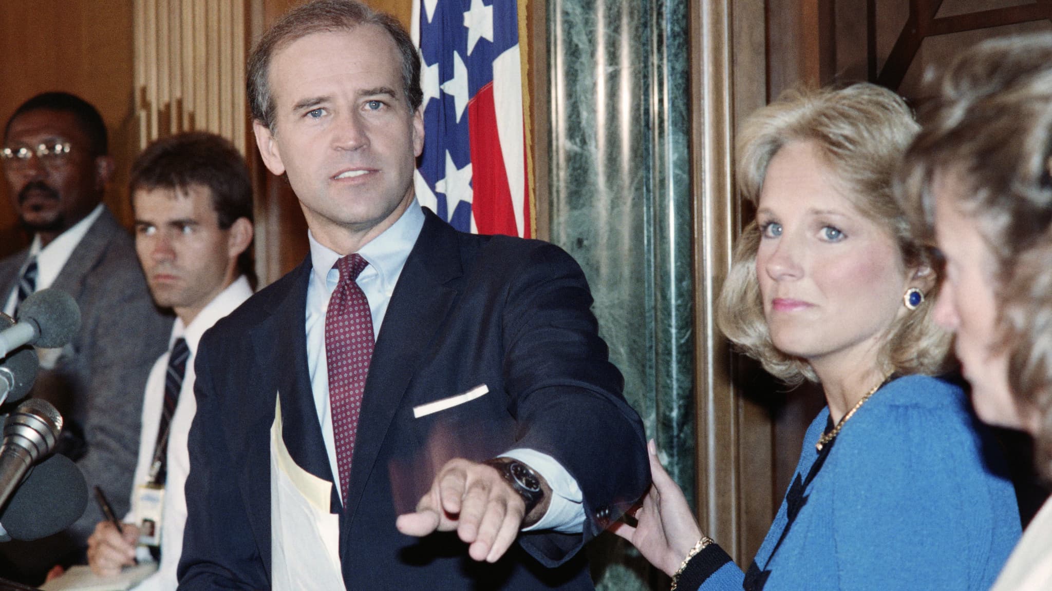 Joe Biden lors de l'annonce de sa candidature à la primaire démocrate en 1987.