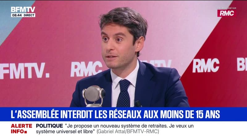 "Je crois que j'étais l'un des premiers à dire qu'il fallait interdire les réseaux aux moins de 15 ans", déclare Gabriel Attal, secrétaire général du parti “Renaissance”