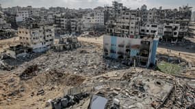 La zone des tours Al-Maqoussi le 3 février 2024, après les bombardements israéliens sur la ville de Gaza, alors que les combats se poursuivent entre Israël et le groupe militant palestinien Hamas.