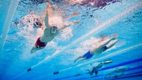 Léon Marchand lors des JO de Paris le 3 août 2024