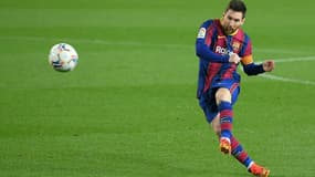 Lionel Messi lors d'un match avec le FC Barcelone contre Huesca, le 15 mars 2021 au Camp Nou