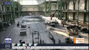 La patinoire du Grand Palais en plein montage