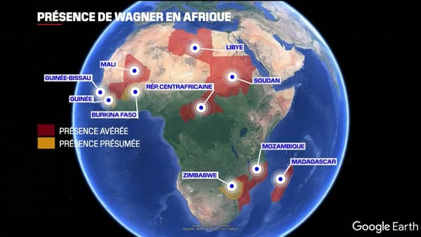 La présence du groupe paramilitaire Wagner en Afrique, au 31 juillet 2023.