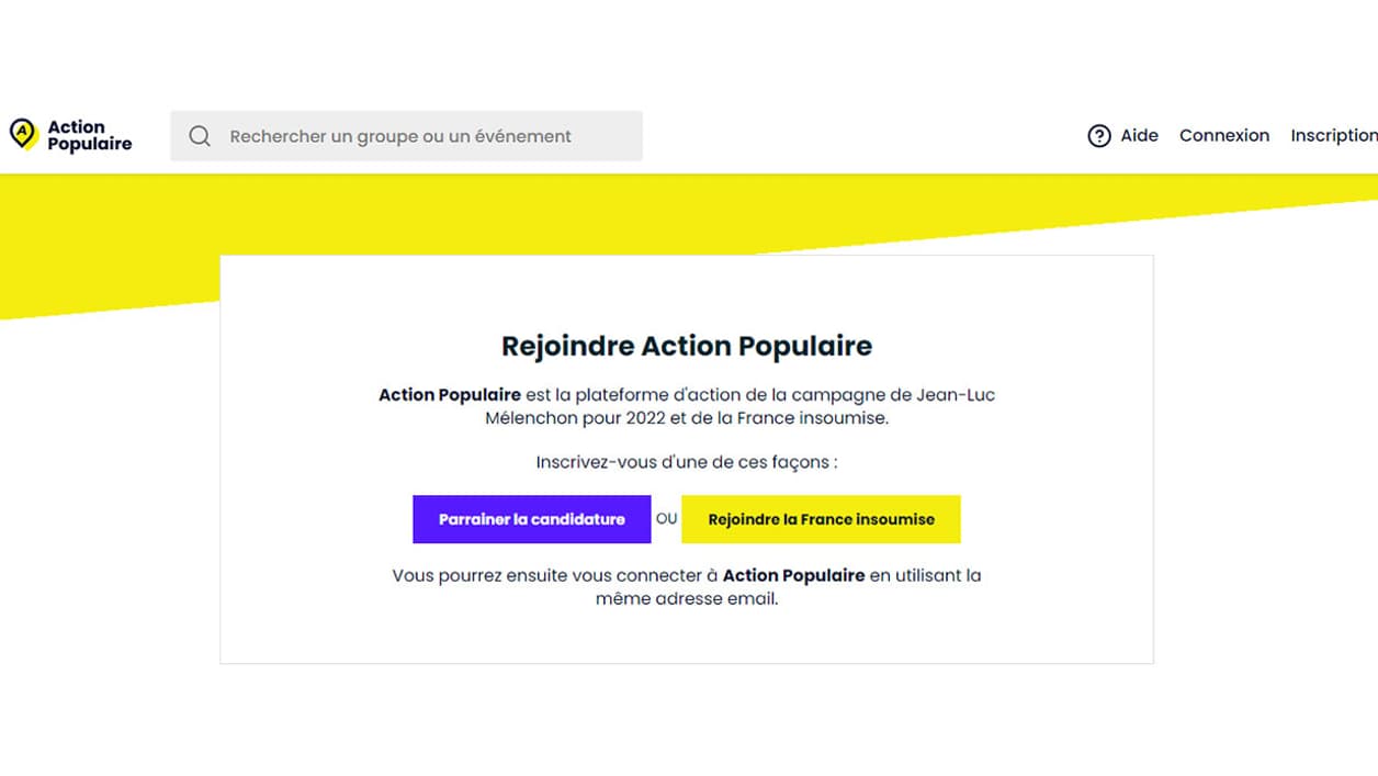 Capture d'écran de la plateforme Action Populaire