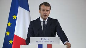 Emmanuel Macron à Calais, le 16 janvier 2018.