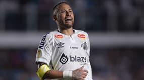 Neymar lors du match Santos-Botafogo SP (1-1, championnat paulista), le 6 février 2025