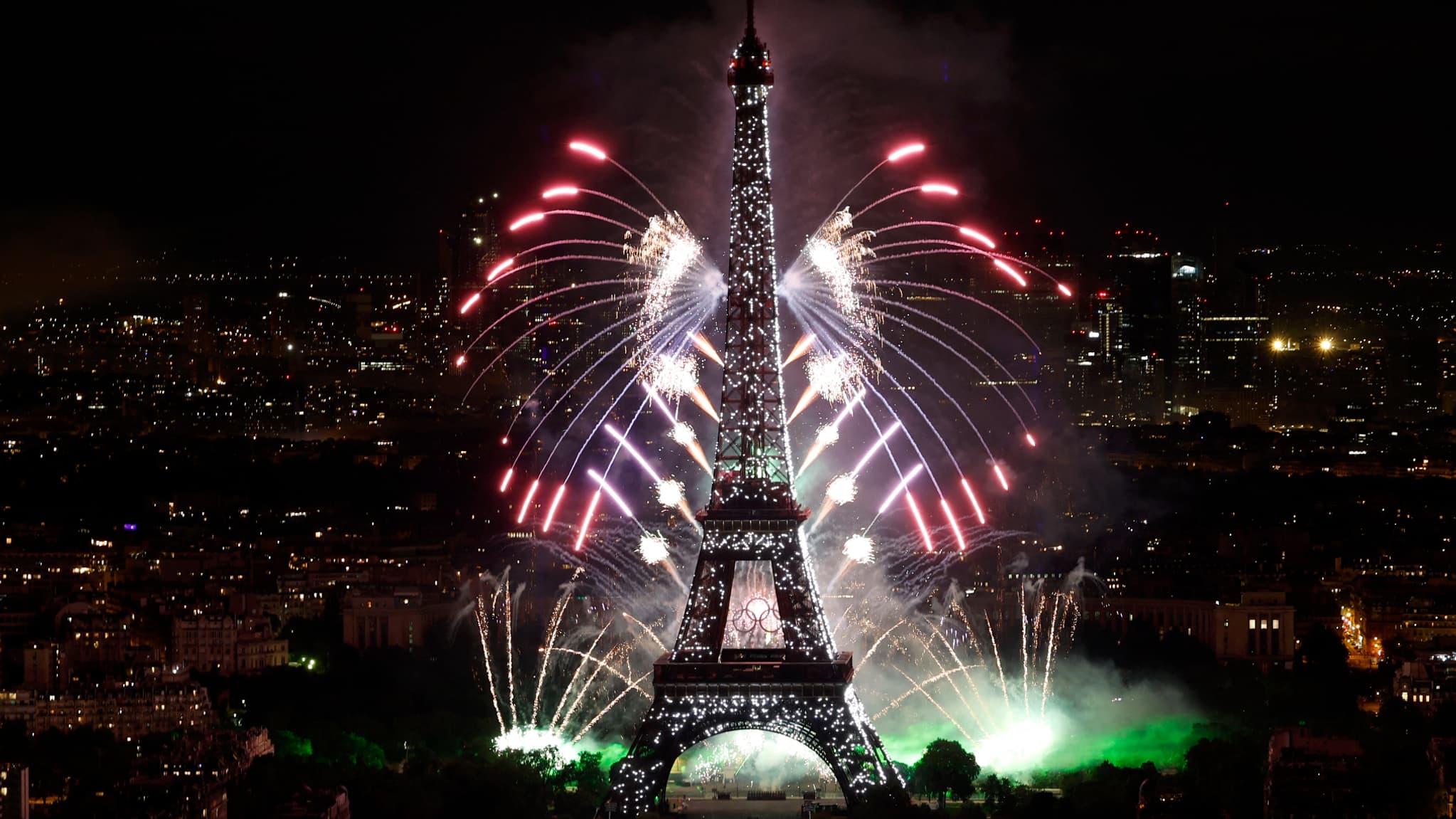 Le feu d'artifice du 14 juillet 2024 à Paris.