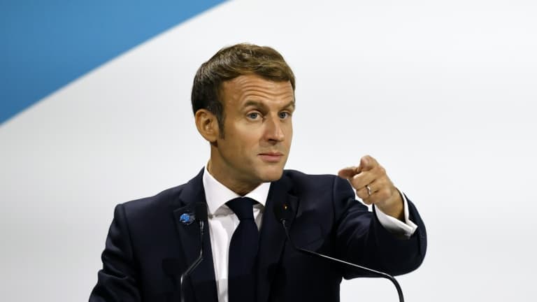Le président français Emmanuel Macron lors d'un discours à Paris, le 11 novembre 2021