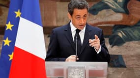 Nicolas Sarkozy lors de ses voeux aux hautes juridictions, à Paris. Le chef de l'Etat s'est prononcé vendredi en faveur d'une indépendance limitée des procureurs français par rapport au pouvoir exécutif, sujet de polémiques récurrentes sous la Ve Républiq