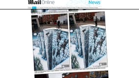 Le Mur de "Game of Thrones" peint sur le sol de Londres, en 3D.