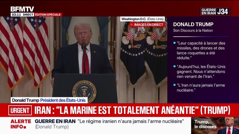 Guerre au Moyen-Orient: "La marine iranienne a été totalement anéantie", déclare Donald Trump, président des États-Unis